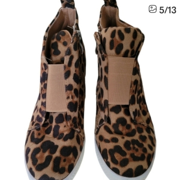 COOGI Leopard Tan and Black Wedge Ankle Booties Size 7.5 - Picture 5 of 13